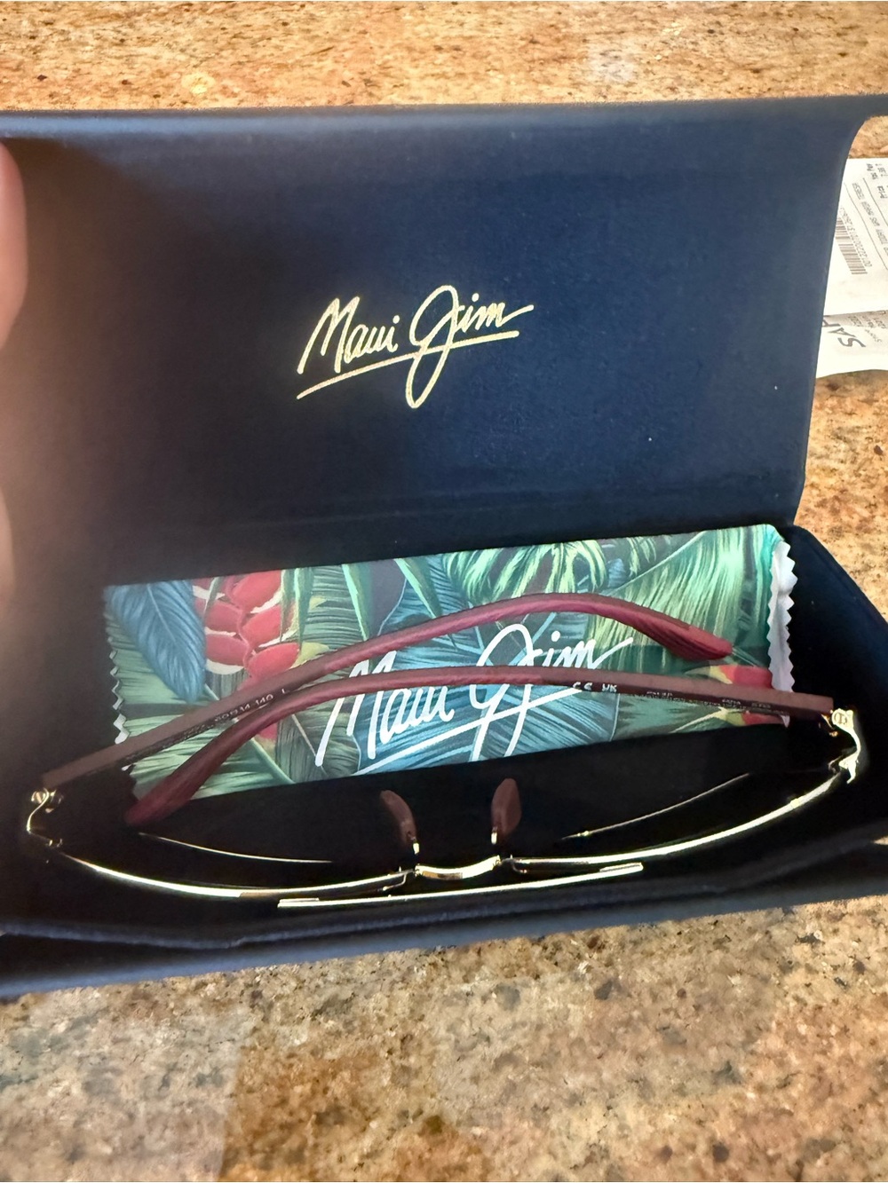 Maui Jim Piha Sunglasses — Burgundy Temples with Gold-to-Blue Gradient Lenses - Picture 5 of 8